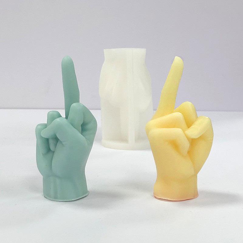 Middle Finger Silicone Mold for DIY Scented Candle, Plaster, & Resin Ornaments
