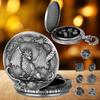 Metal Dice Set with Dragon Pocket Watch Case 7 Dices Portable Vintage Multi-side Game Dice Family Night Party Board Game