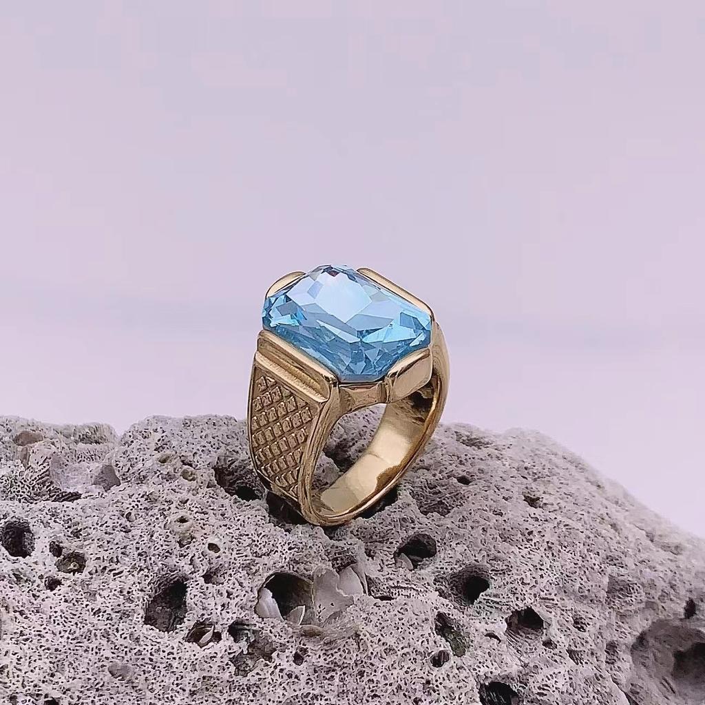 R3351g Men's High Quality Vintage Stainless Steel Zircon Styles Ring Jewelry