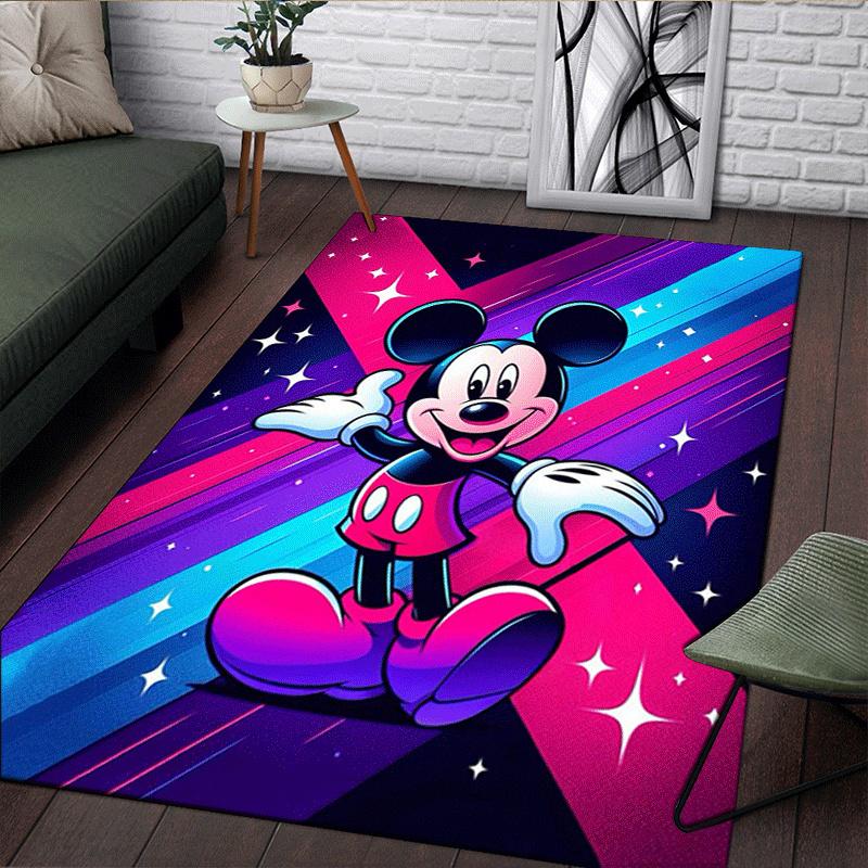 1pc Mickey Pattern Area Rug Soft Flannel Floor Mat for Living Room,Office,Bedroom and Carpet