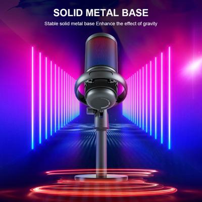 USB Gaming Microphone RGB Computer Microphone with Filter Studio Recording Streaming Content Creation PC Mic
