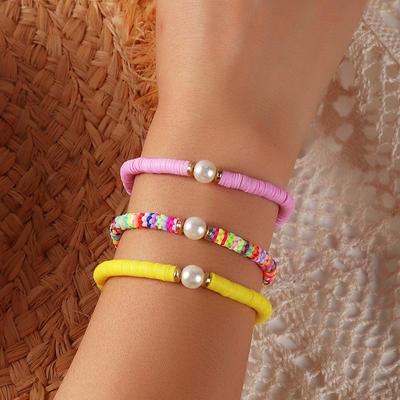 פשוט בוהמיה בעבודת יד אריגה חרוזים פנינה צמיד לנשים תכשיטי חג אביזרי מתנות חבל צבעוני