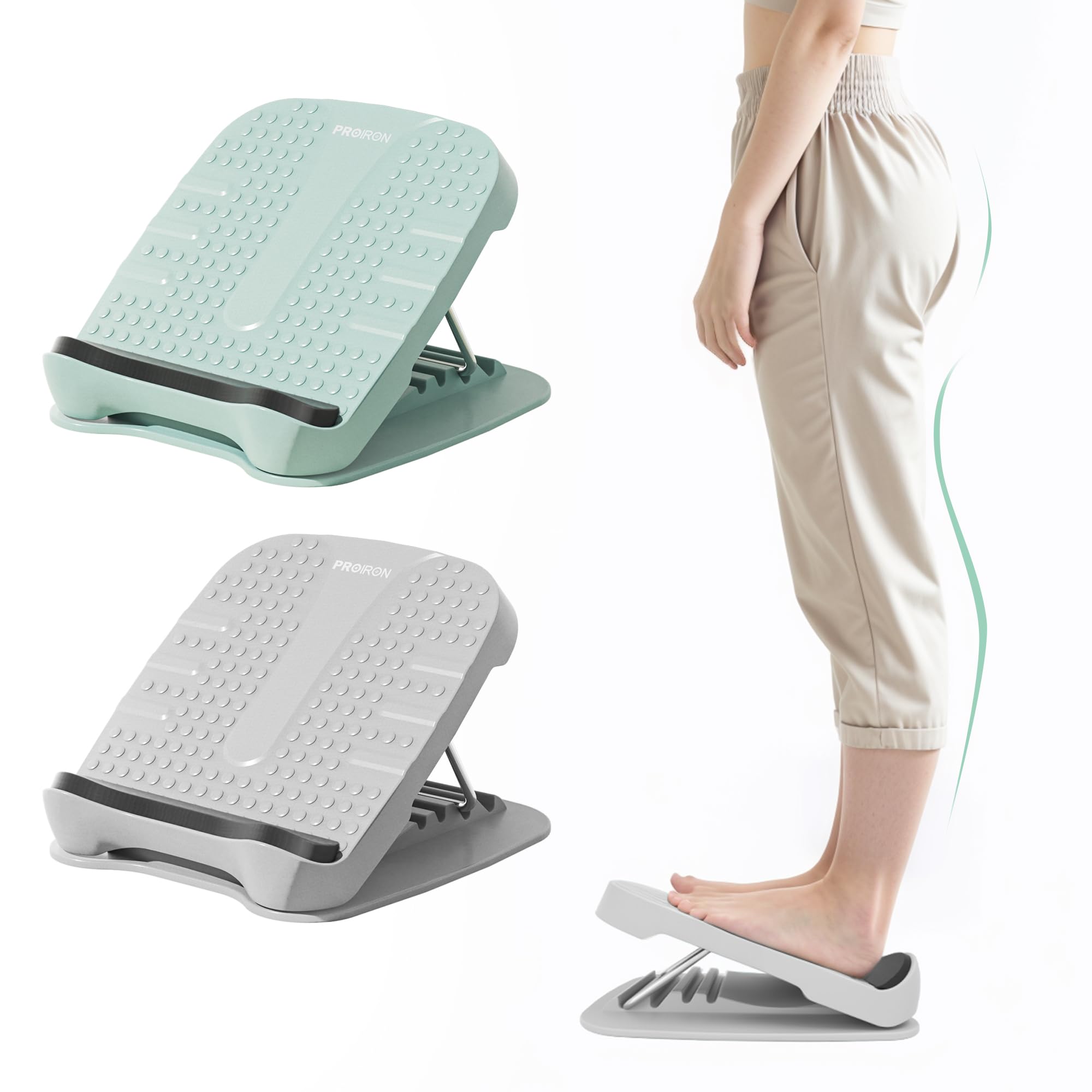 

PROIRON Растяжка ахиллова сухожилия Растяжка икроножной мышцы Растяжка гибкости голеностопного сустава Наклонная доска для растяжки икроножной мышцы и ахиллова сухожилия, устройство, серый