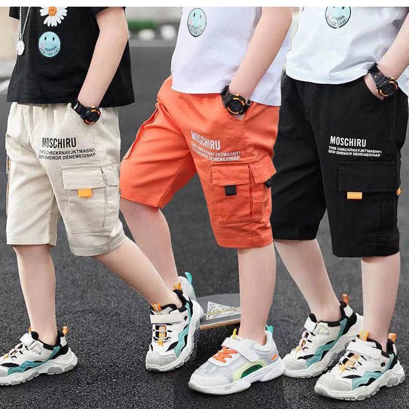 Summer Teenage Boys Pants Casual Letter Short Trousers for Kids 4-14 Years Children Comfortable Pants Boys Summer Tooling Shorts