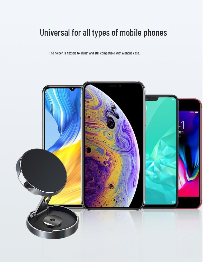 360° Foldable Car Magnetic Phone Holder - Strong Metal Mount for Navigation