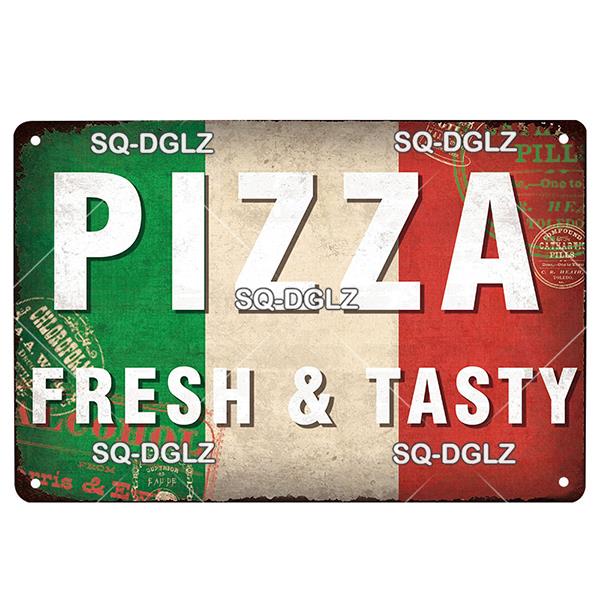 Italienische Pizza Vintage Metallschild Blechschild Vintage Dekoration Man Cave Plakette Hauswanddekoration Bar Schild Heimdekoration Poster