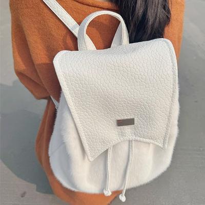 Plysjryggsekk i koreansk stil med stor kapasitet, et nisjedesign for høst og vinter, en allsidig håndholdt ryggsekk for jenter