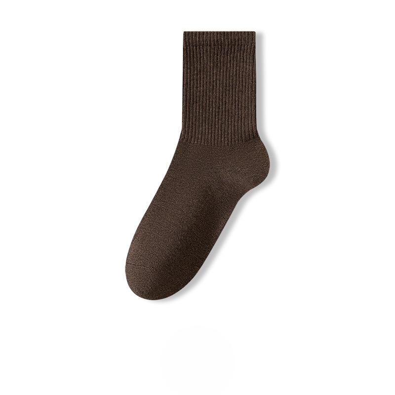 Male Spring and Autumn Pure Cotton Pure Color Antibacterial Sweat Absorbent Tube Cotton Socks