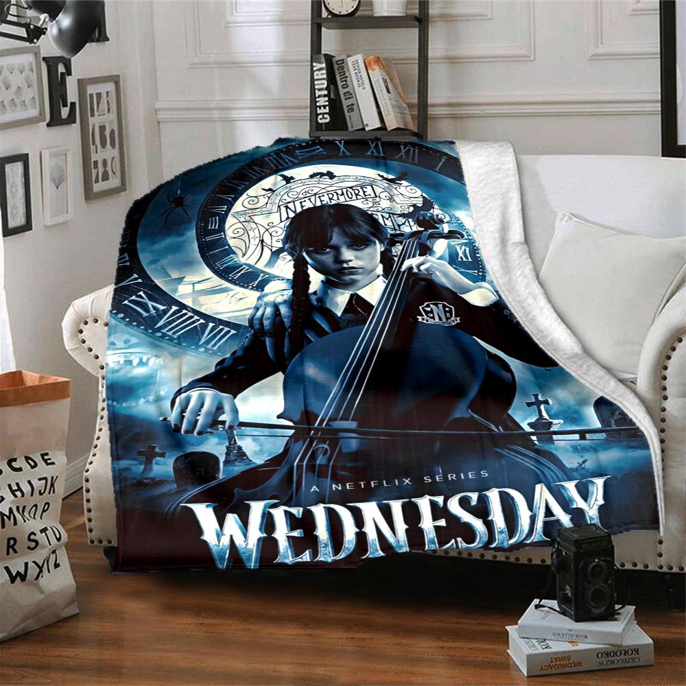 Wednesday Addams' Cello Flannel Blanket Super Soft Warm Cozy Blanket For Sofa Bed Office Travel Allseason Home Decor Gift