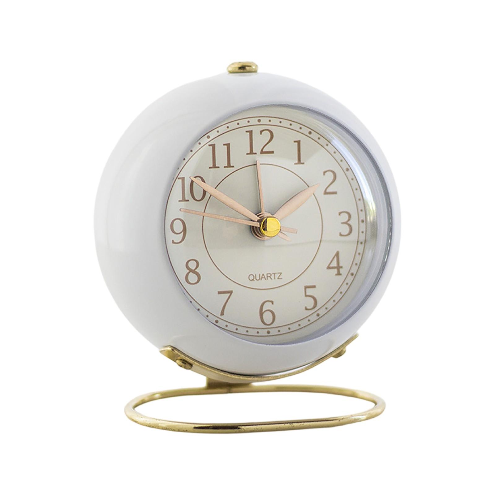 

Minimalist Solid Color Living Room Bedroom Student Clock Creative Mini Cute Round Metal Alarm Clock