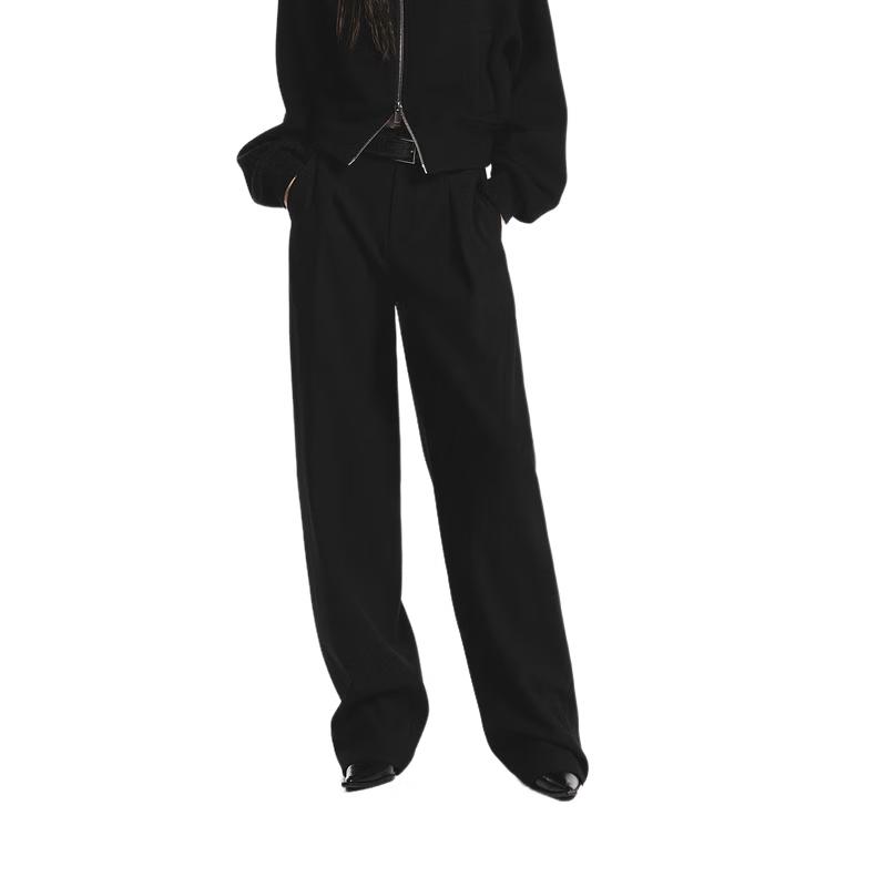 

MO&Co. Брюки прямого кроя с высокой посадкой из смесовой мериносовой шерсти S (160cm)