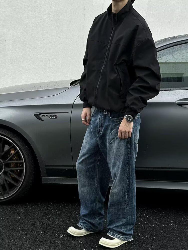 

Men s Autumn/Winter Loose Fit Stand Collar Jacket - Stylish, Versatile, and Handsome Design Medium