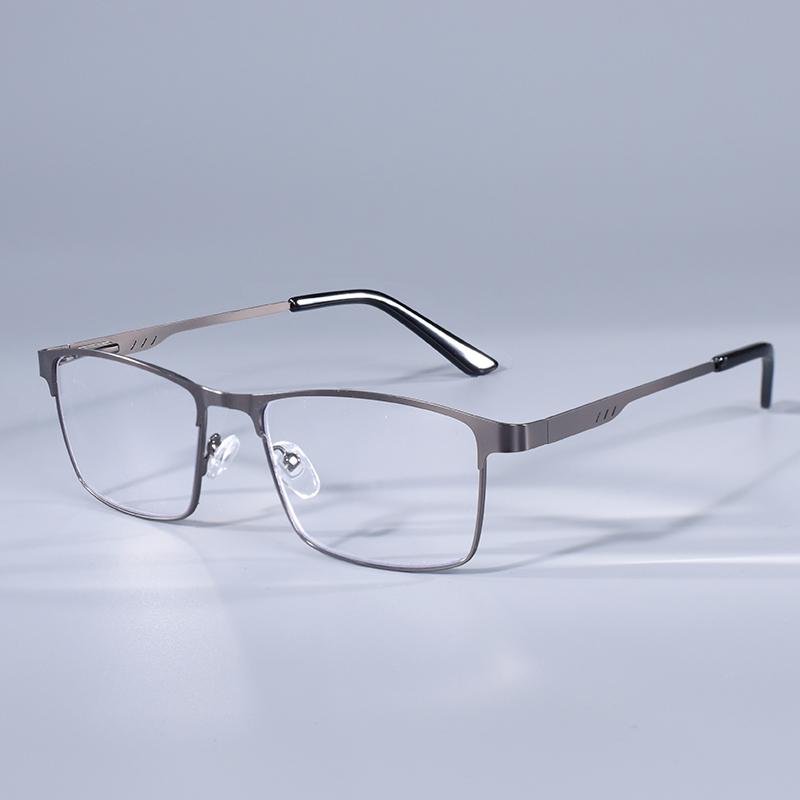 Herren Quadrat Metall Großer Rahmen Lesebrille Federgelenk Alterssichtigkeit Brille Blaulichtfilter Augenschutz Brille +75+125+175+4