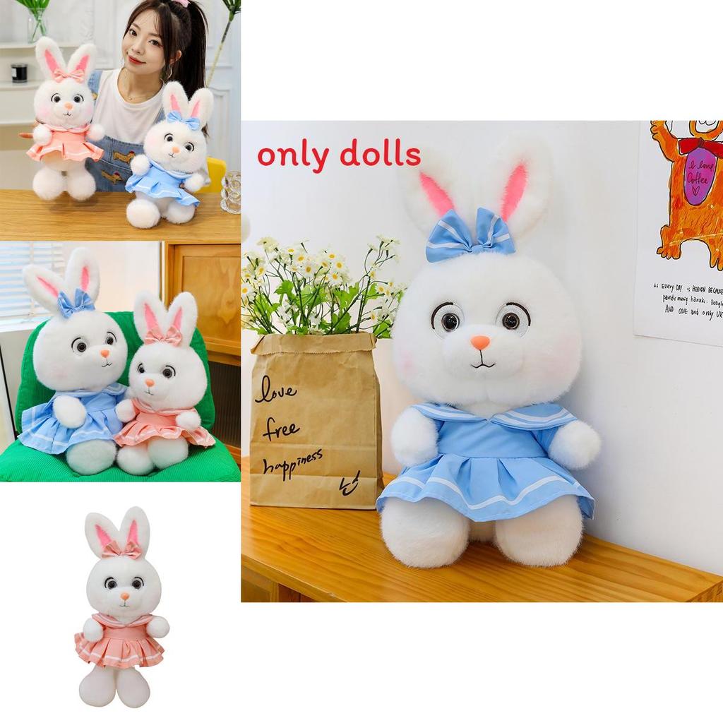 Plush Rabbit Toy With Dress And Bow Decoration For Girls Gift And Comfort