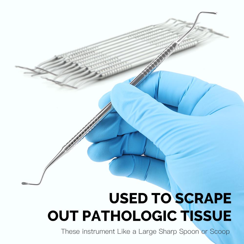 1Pcs AZDENT Dental Excavator Endo Spoon Double Ended Instruments Stainless Steel Tooth Cavity Carious Decay Treatment Lab Tool