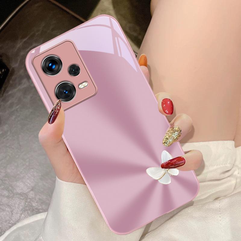 Farbverlauf Schmetterling Blau Für Xiaomi 14 Ultra 13 Lite Redmi Note 13 11 Pro 12 Plus Poco X6 3 Pro F4 6 GT Gehärtetes Glas Handyhülle