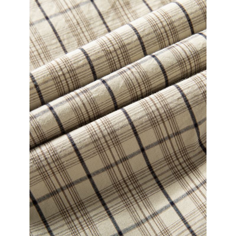 Artistic Plaid Shirt for Men, New Summer Style, Washed Pure Cotton Short-Sleeve, Trendy Brand, Loose Fit, Large Size Casual Shirt