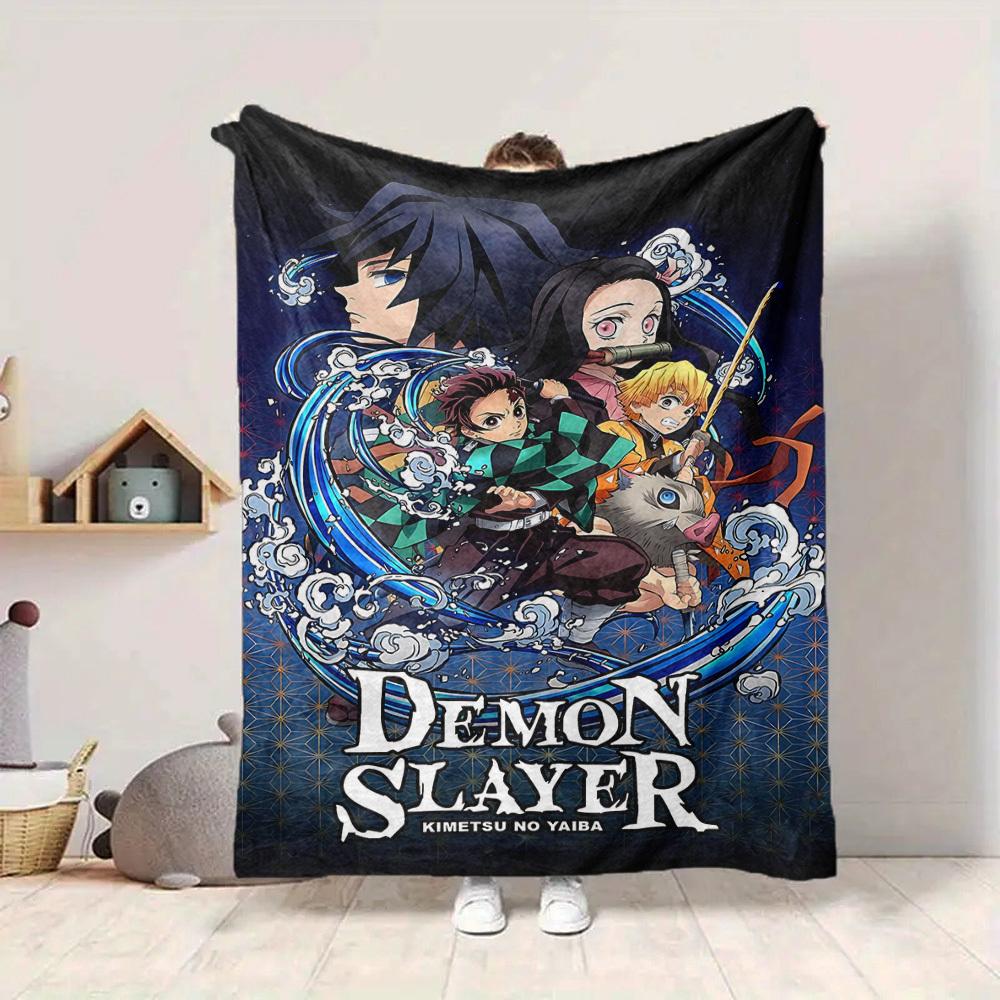 1pc Demon Slayer Soft & Warm Flannel Blanket, Multi-Purpose Throw Blanket for Couch, Sofa, Office, Bed, Camping, Travel