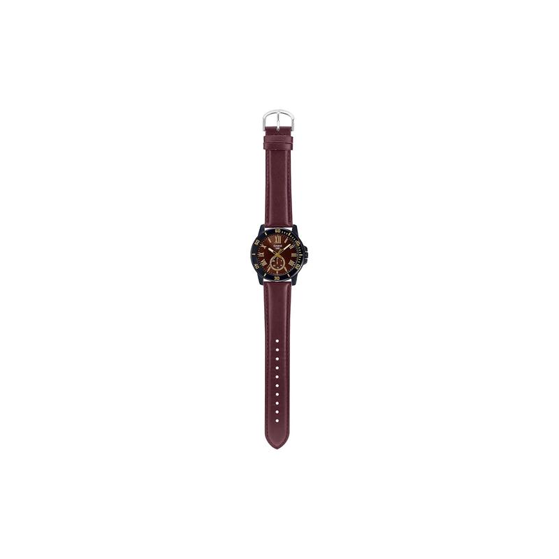 Casio STANDARD Series Quartz Leather Strap Same Style for Men and Women Red Dial MTP-VD200BL-5BUDF