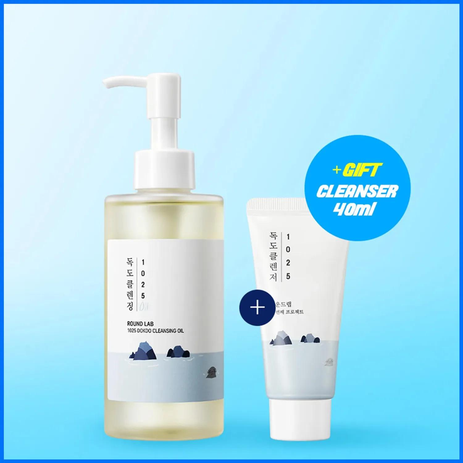 Round Lab 1025 Dokdo Cleansing Oil 200ml + Dokdo Cleanser 150ml Set +Dokdo Cleanser 40ml