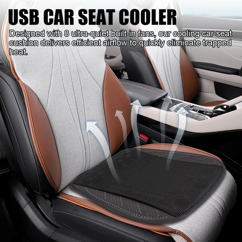 Cooling Car Seat Cushion Car Front Seat Cooling Cushion Ventilated 8 Fans Included Ice Silk Mesh Mat Quiet For Hot Weather Road
