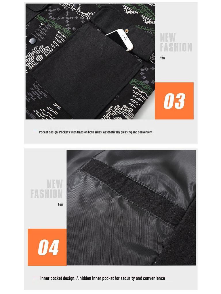 Modna męska jesienna kurtka dżinsowa patchworkowa - Dostępne rozmiary plus