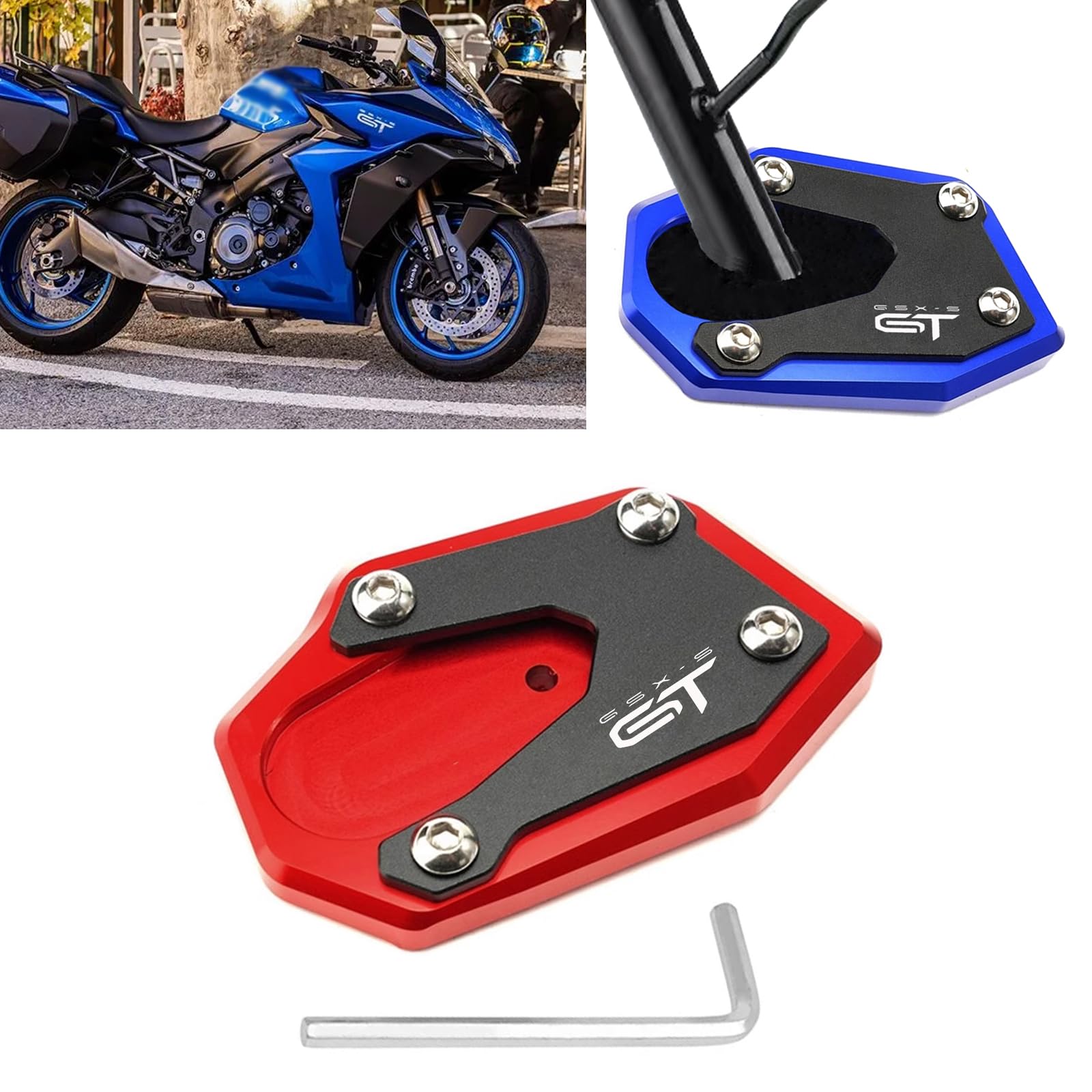 

MAORANG FOR GSX-S1000 GT 2022-2024 Motorcycle Kickstand Foot Side Stand Extension Pad Support Plate красный