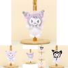 Cute Sanrio Kuromi Plush Toy Keychain Adorable Short Plush Stuffed Doll 12cm