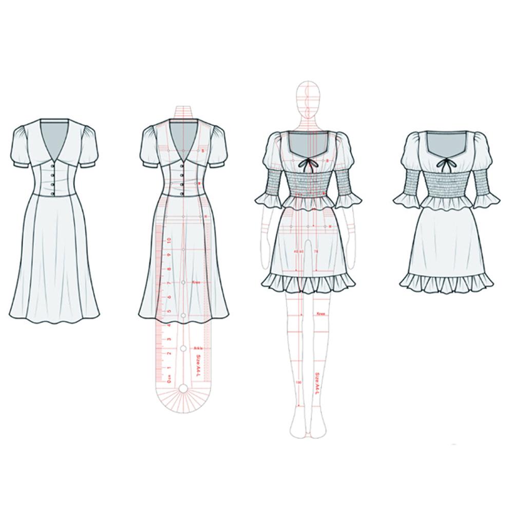 Fashion Drawing Template Ruler Set Humanoid Patterns Design Ruler For Designers
