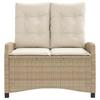Adjustable Garden Bench with Cushions Beige Poly Rattan