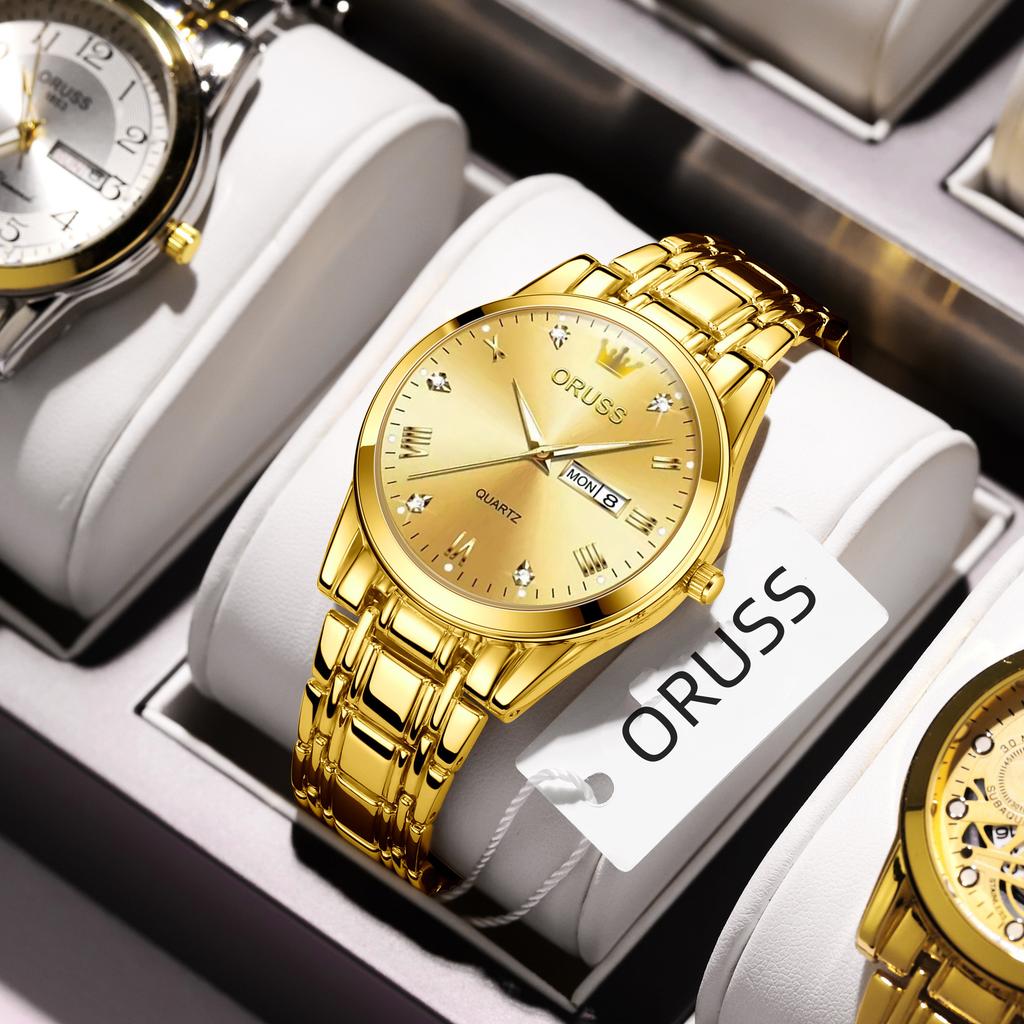 Men'S Fully Automatic Quartz Watch Luminous Waterproof Calendar Diamond-Encrusted Business Men'S Watch