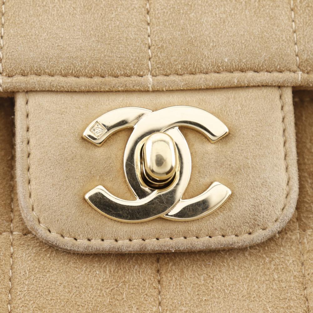 Chanel Chocolate Bar Handbag One Handle Brown/yellow Suede Women Used