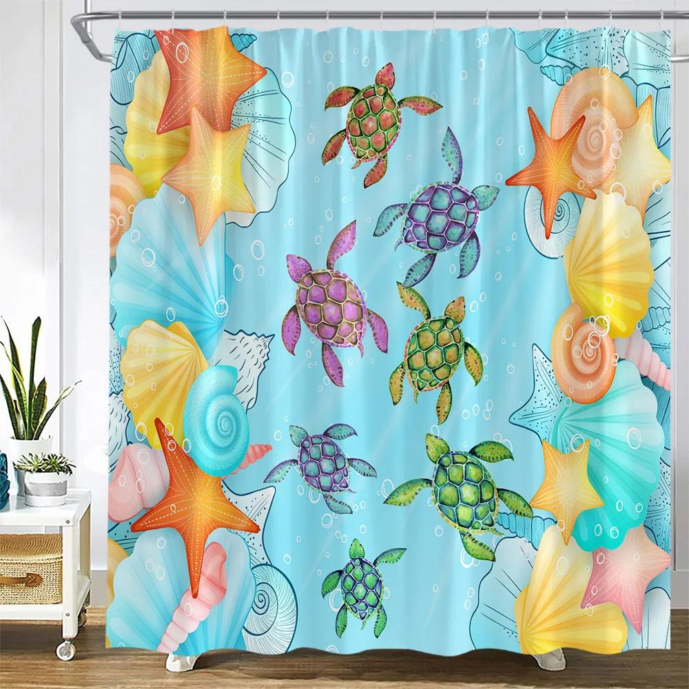 Cute Animals Cartoon Shower Curtains Owl Dog Giraffe Dinosaur Turtle Mermaid Kids Bath Curtain Children Room Bathroom Decor Sets