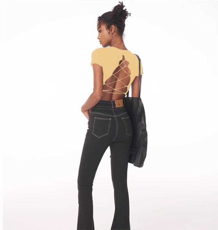 European American Crop Tops: Short Sleeve, Navel-Baring, for Yoga & Running with Pocket & Chest Pads