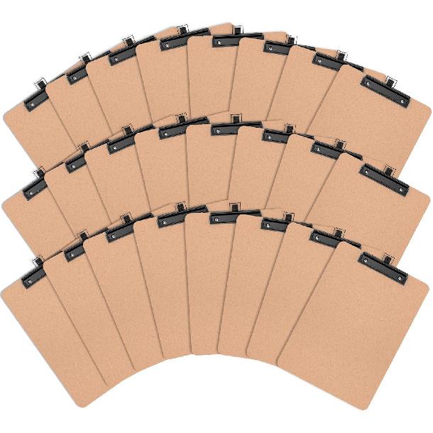 2 Pack Wood Clipboards with Pen Holder, 9 x 12.5'' Letter Size for Classroom, Students, Kid, 8.5 x 11'' Hardboard Clip Board with Low Profile Black
