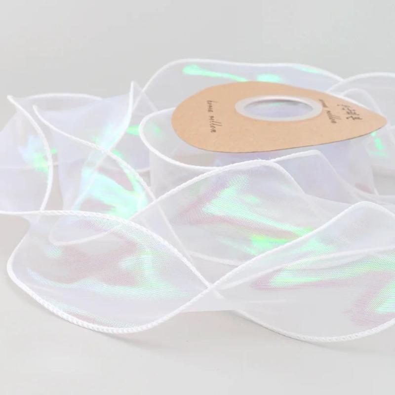 10 yards Rotolo di nastro di organza di colore pieno con bordo ondulato a coda di pesce per bouquet di fiori, regali, confezioni, decorazioni per feste di nozze