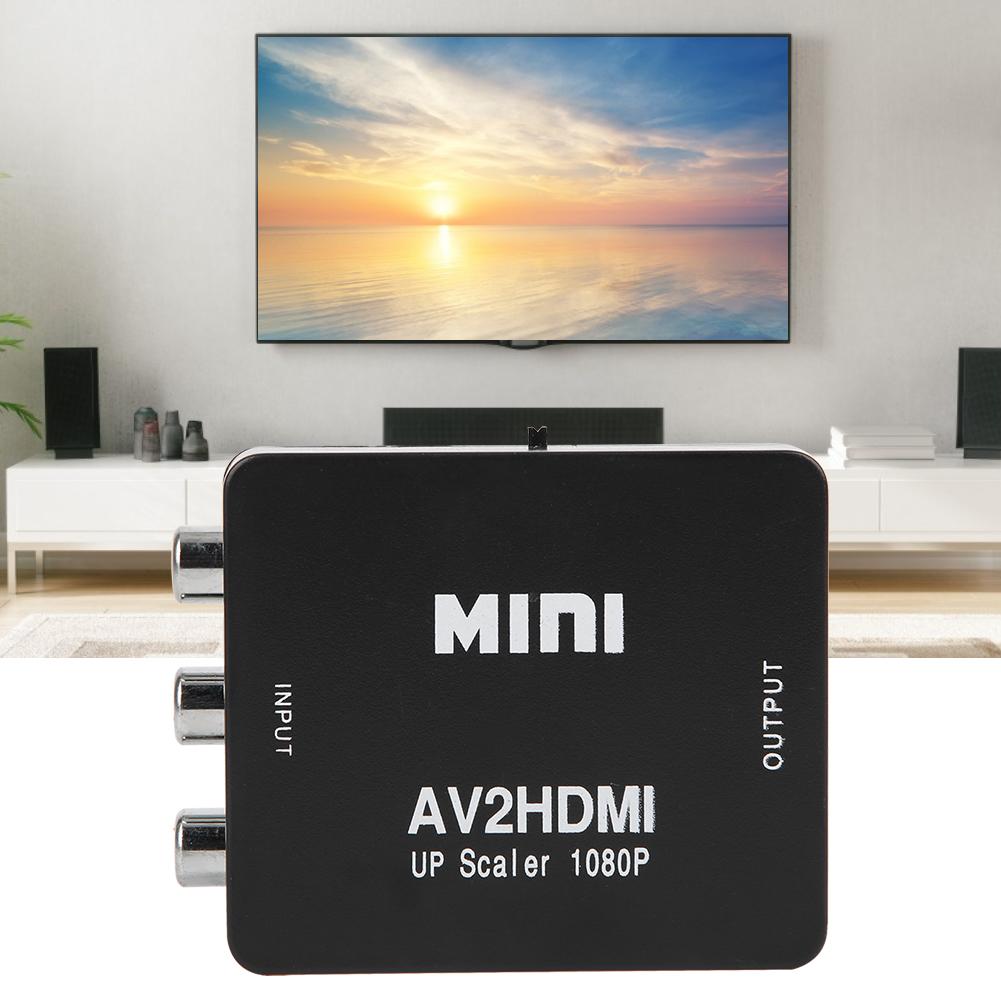 Mini AV To HDMI 1080P 60HZ Output High Definition Adapter Video Converter with USB CableBlack