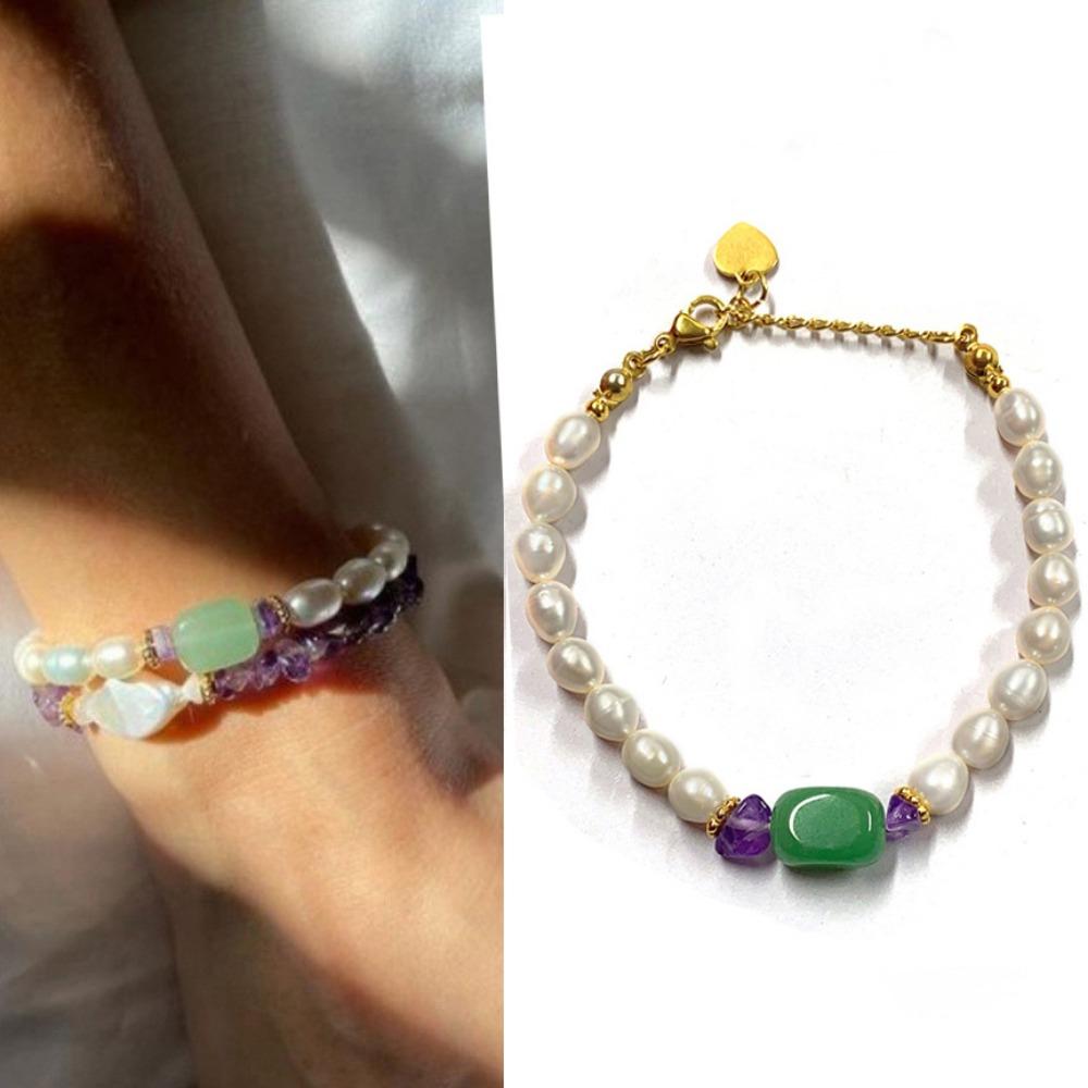 Feeling Spar Mix and Match Armband Natur Süßwasserperlen Armband Reisetrend Matching