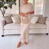New Women's Crew Neck Hollow Breathable Mesh Two-Piece Dress Set