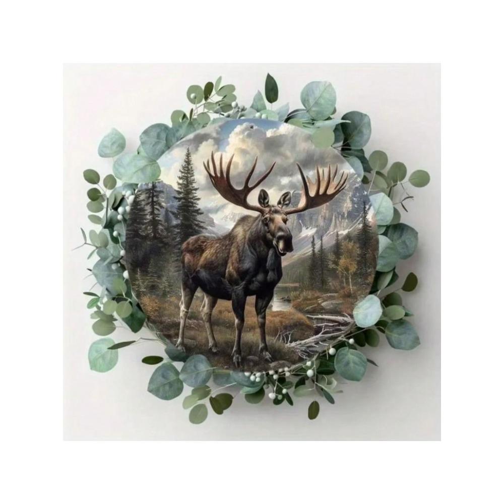 20cm Round Metal Moose Wall Art Vintage Tin Sign Home Decor