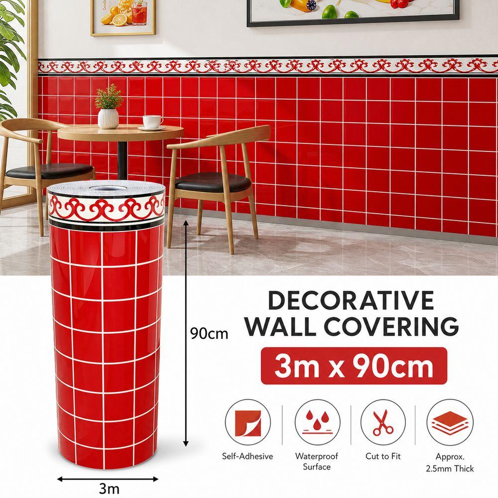 Self Adhesive Imitation Ceramic Tile Stickers Waterproof Wall Panel Sticker Home Wall Renovation