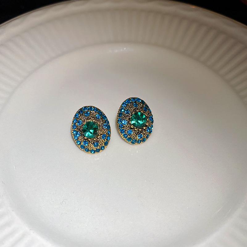 Silver Needle Blue Irregular Metal Earrings - Wrinkled, Light Luxury, High-End, Temperament Personality-Enhancing Accessory