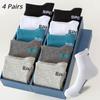 4Pairs/Lot of High Quality Men's Sports Socks Soft Breathable Middle Tube Fashion Street Funny Casual Sokken New Styles