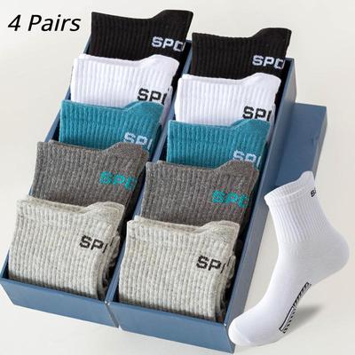 4Pairs/Lot of High Quality Men's Sports Socks Soft Breathable Middle Tube Fashion Street Funny Casual Sokken New Styles