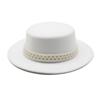 French Top Hat British Retro Pearl White Wool Woolen Celebrity Girl Xiaoxiang Style Big Brim Flat Top Hat