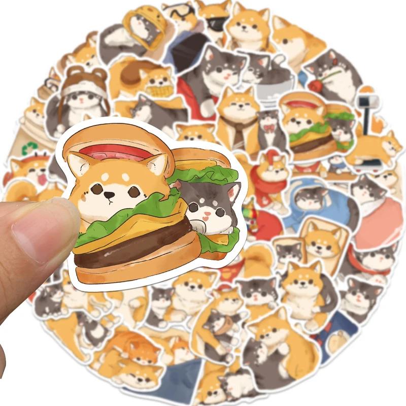 50 PCS Shiba Inu Akita Stickers Set Cute Funny Cat & Dog Adhesive Decals for Laptop Planner Scrapbook DIY Decoration
