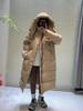 New pink big quilt long down jacket for women, Northeast extreme cold thickened versatile casual jacket for women
