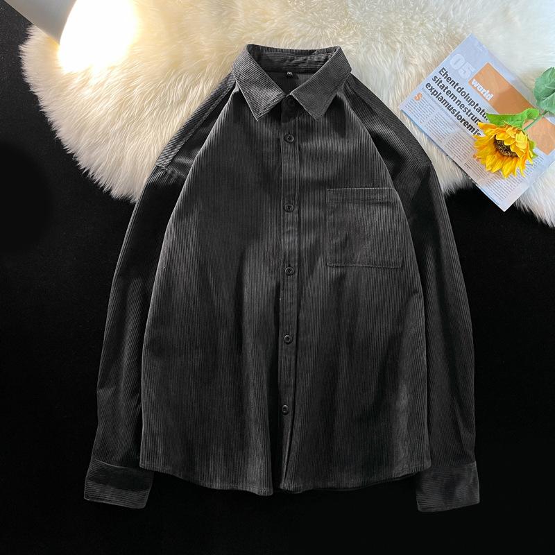 Jarní a podzimní manšestrová košile s dlouhým rukávem pro muže, vintage americký retro pracovní kabát, moderní ležérní top