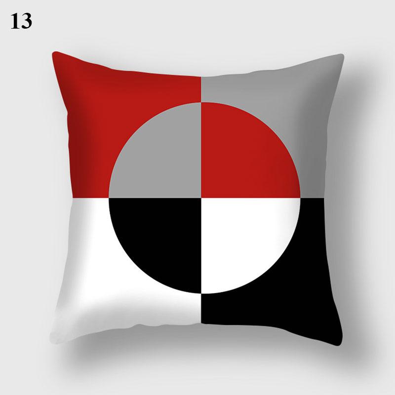 Home Decor Black Red Pillowcase Geometric Pattern Pillowcase Living Room Sofa Decor Cushion Covers Car