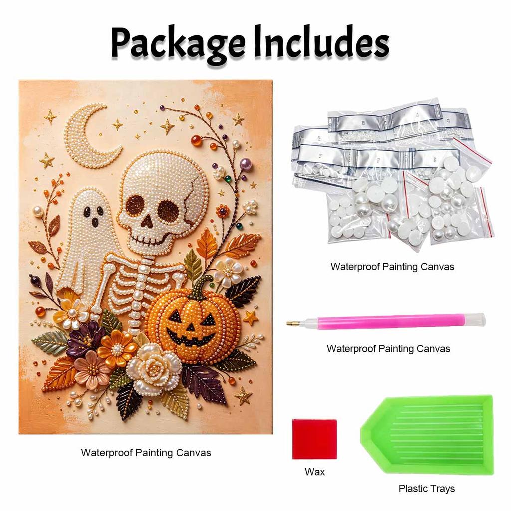 Halloween Pearl Painting Kit Pumpkin Floral Handmade DIY Home Decoration Painting